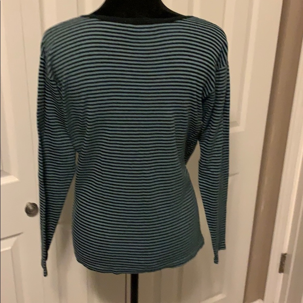 Karen Kane Easy Wear Long Sleeved Striped Shirt - Picture 11 of 15